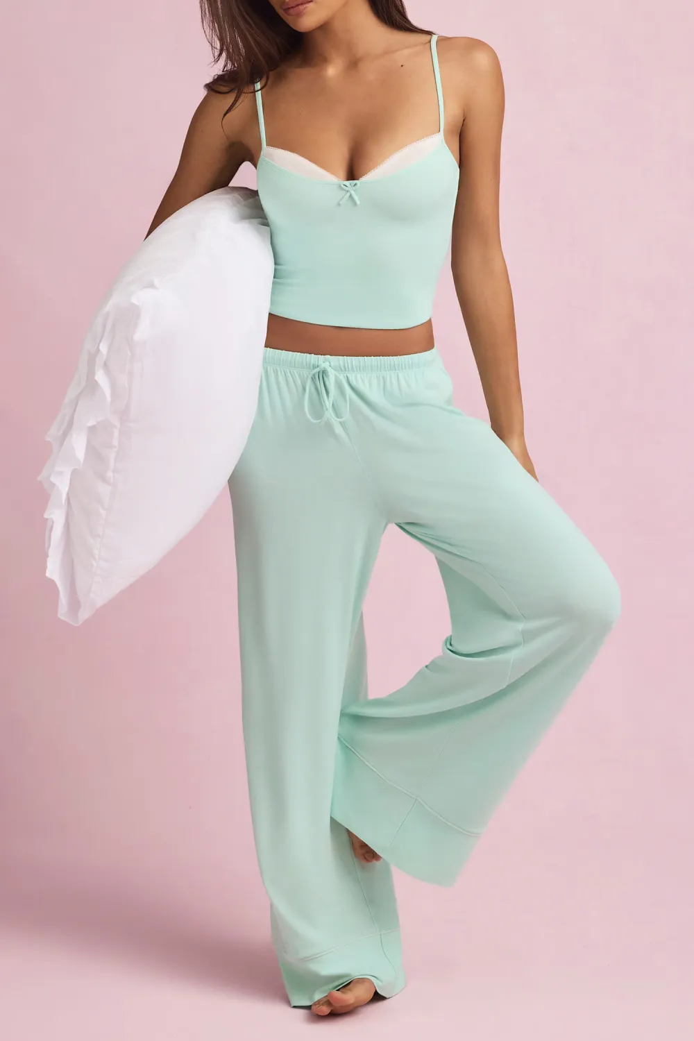Relaxed Fit Elastic Waist Loose Trousers