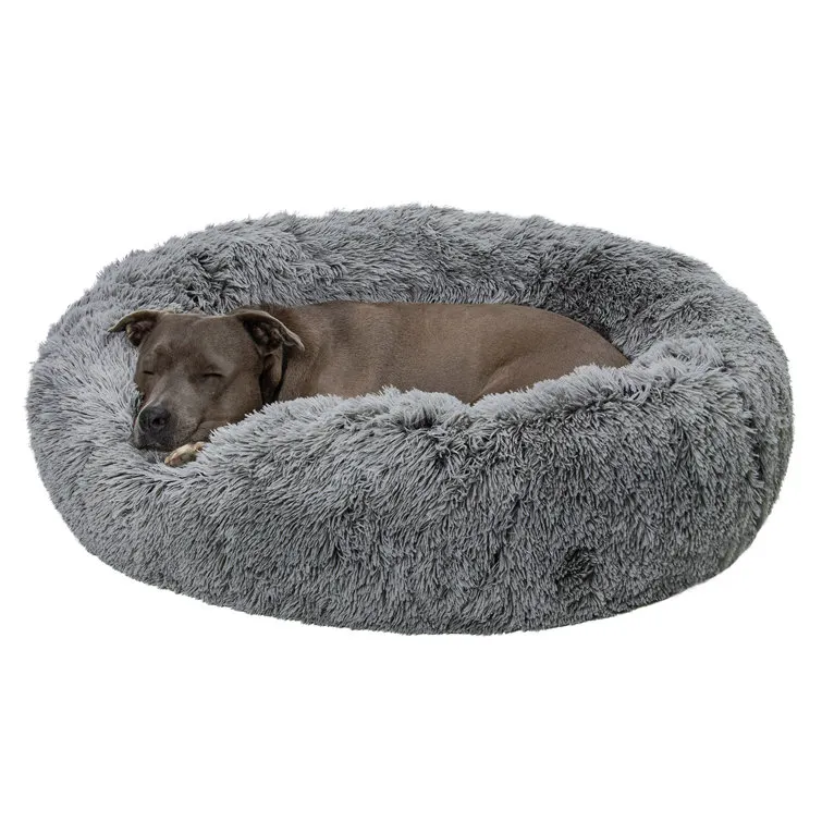 Calming Cuddler Long Fur Donut Bed