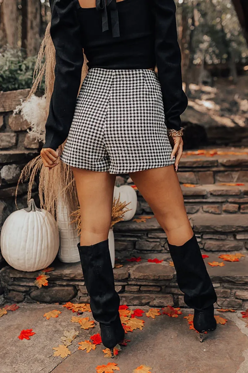 High Waist Slim Fit Fashionable Plaid Skirt