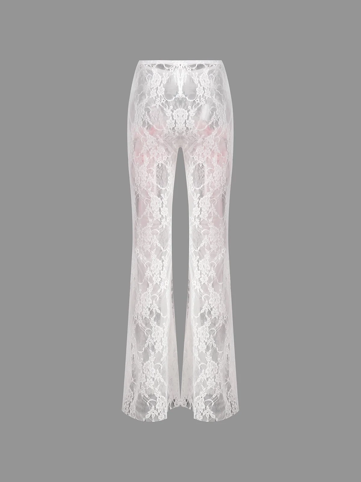 Lace Plain Bell-Bottomtrousers Pant