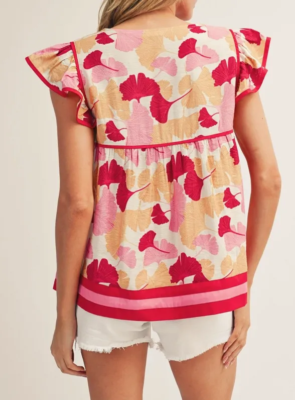 Mix Ruffle Scallop Trim Top