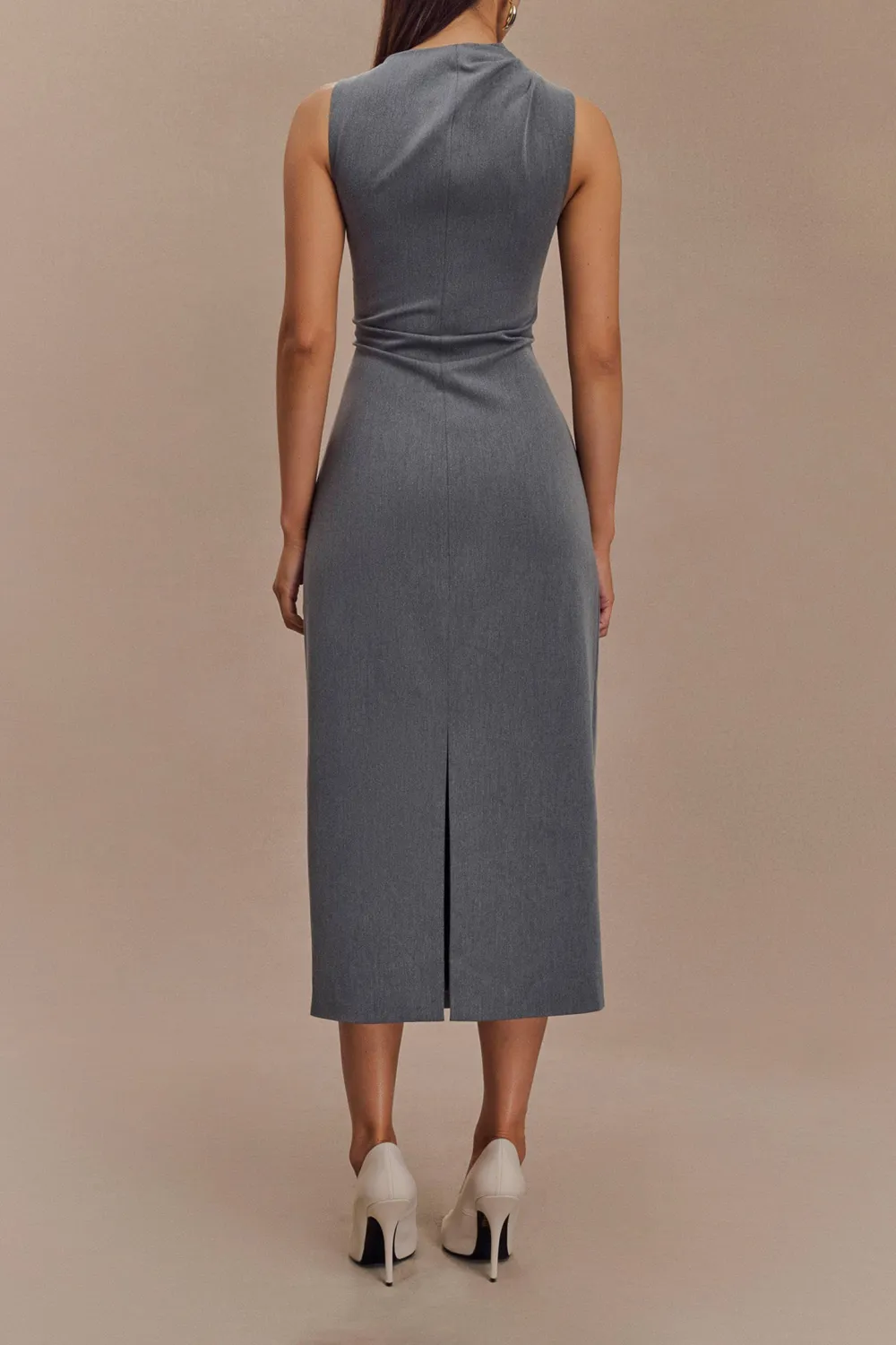 Casual Style Draped Stretch Crepe Maxi Dress