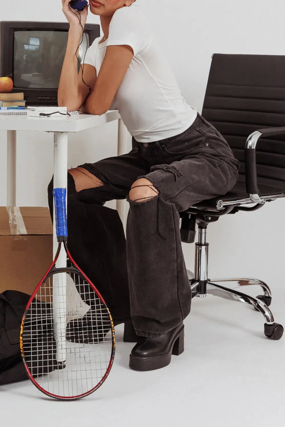 Comfortable Cotton Handsome Ripped Straight Wide Leg Pants