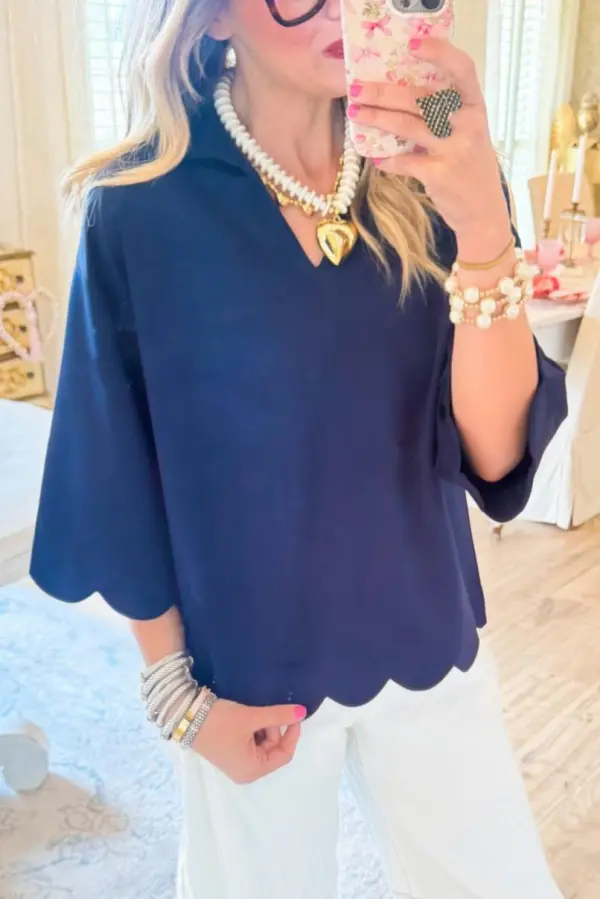 Scallop Edge Knit Top