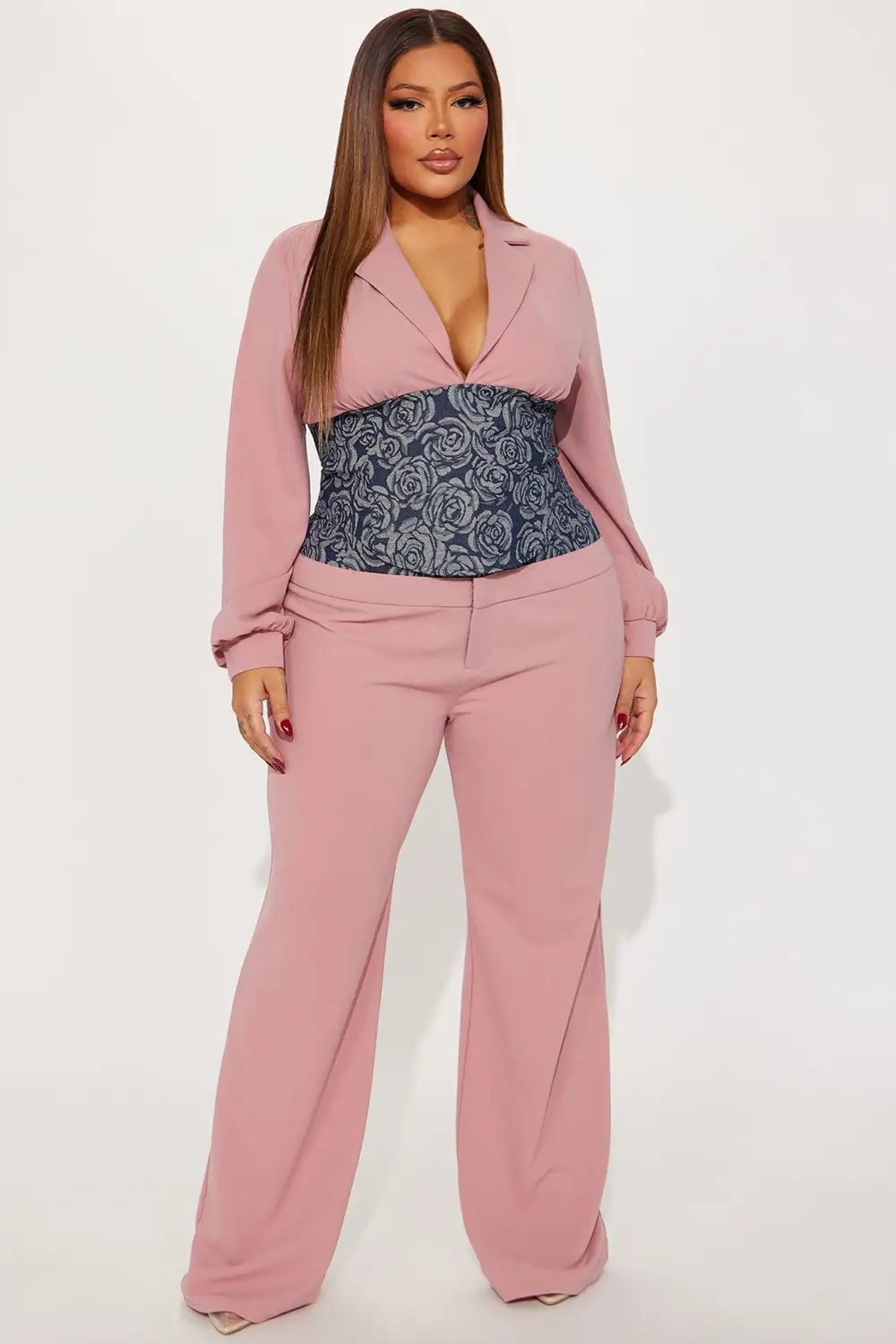 Fiona Blazer Pant Set - Mauve