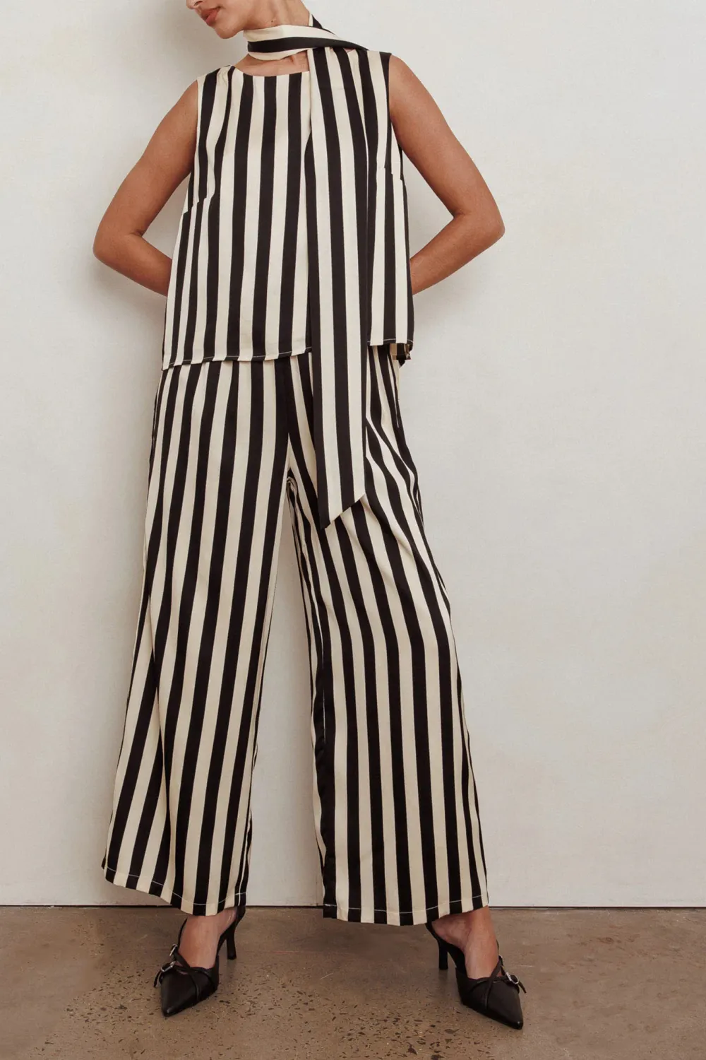 Elegant Striped Loose Wide Leg Pants