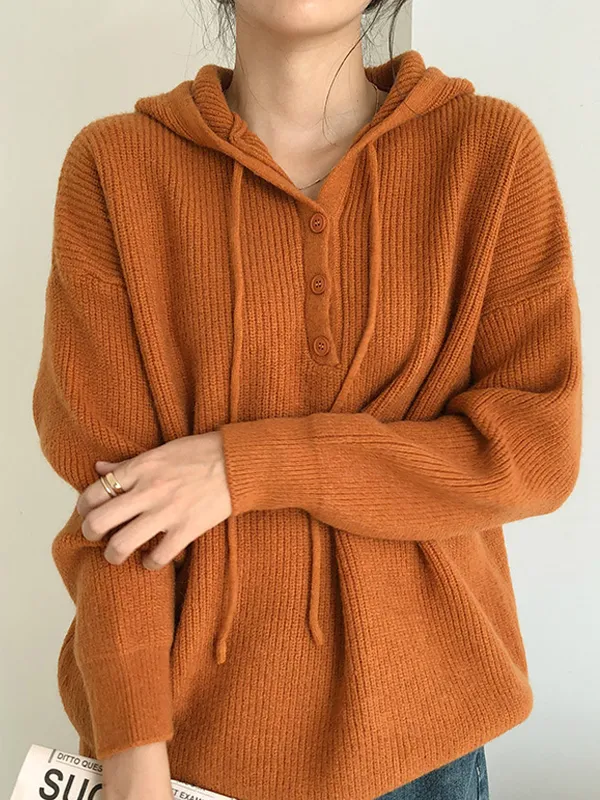 Simple Plain Hooded Sweater