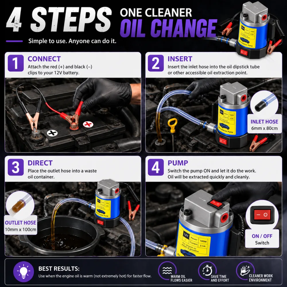 💪Fall Sale 50% OFF🔥 | 12V Portable Oil Extractor Pump – Easier DIY Oil Changes
