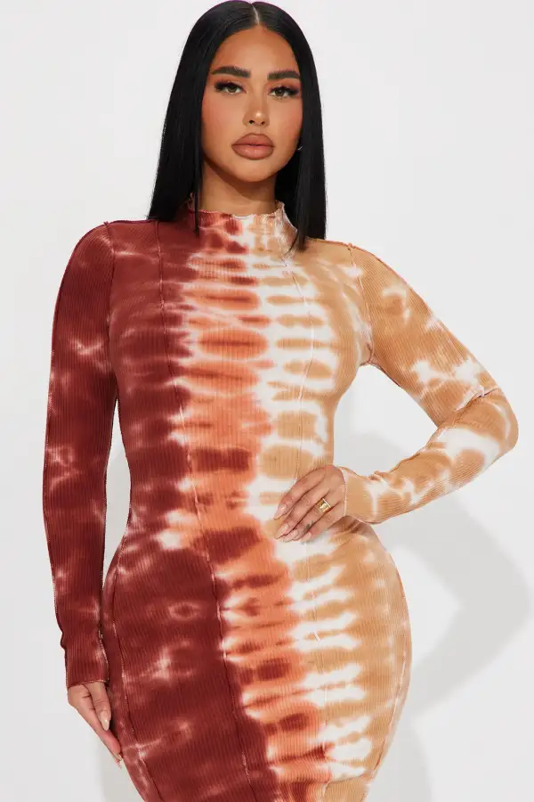 Rene Tie Dye Midi Dress - Chocolate/Combo