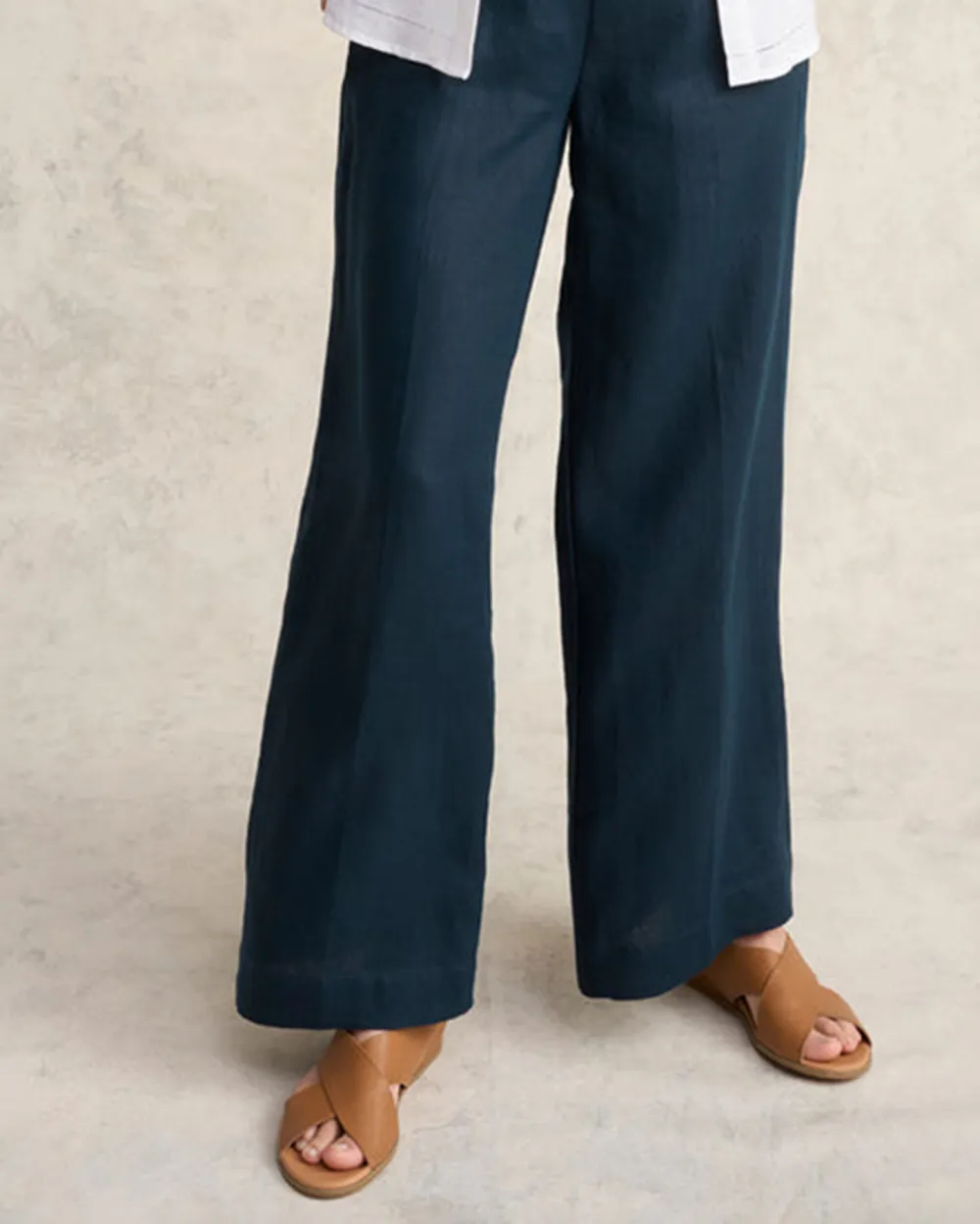 Full Length Waist Tab Linen Pant