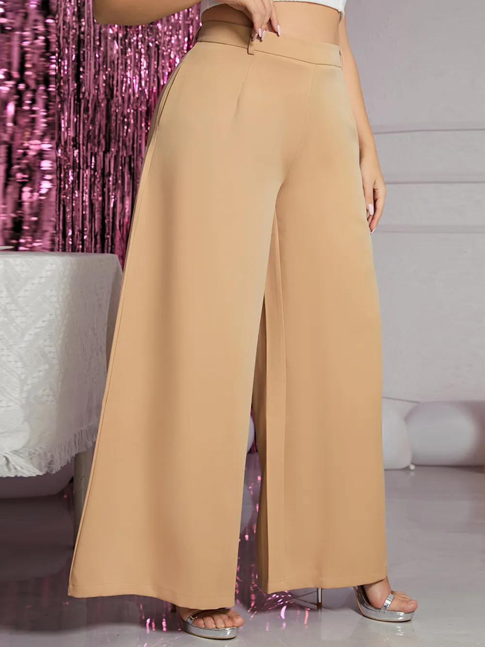 Plus Size Women Floor Length Suit Trousers