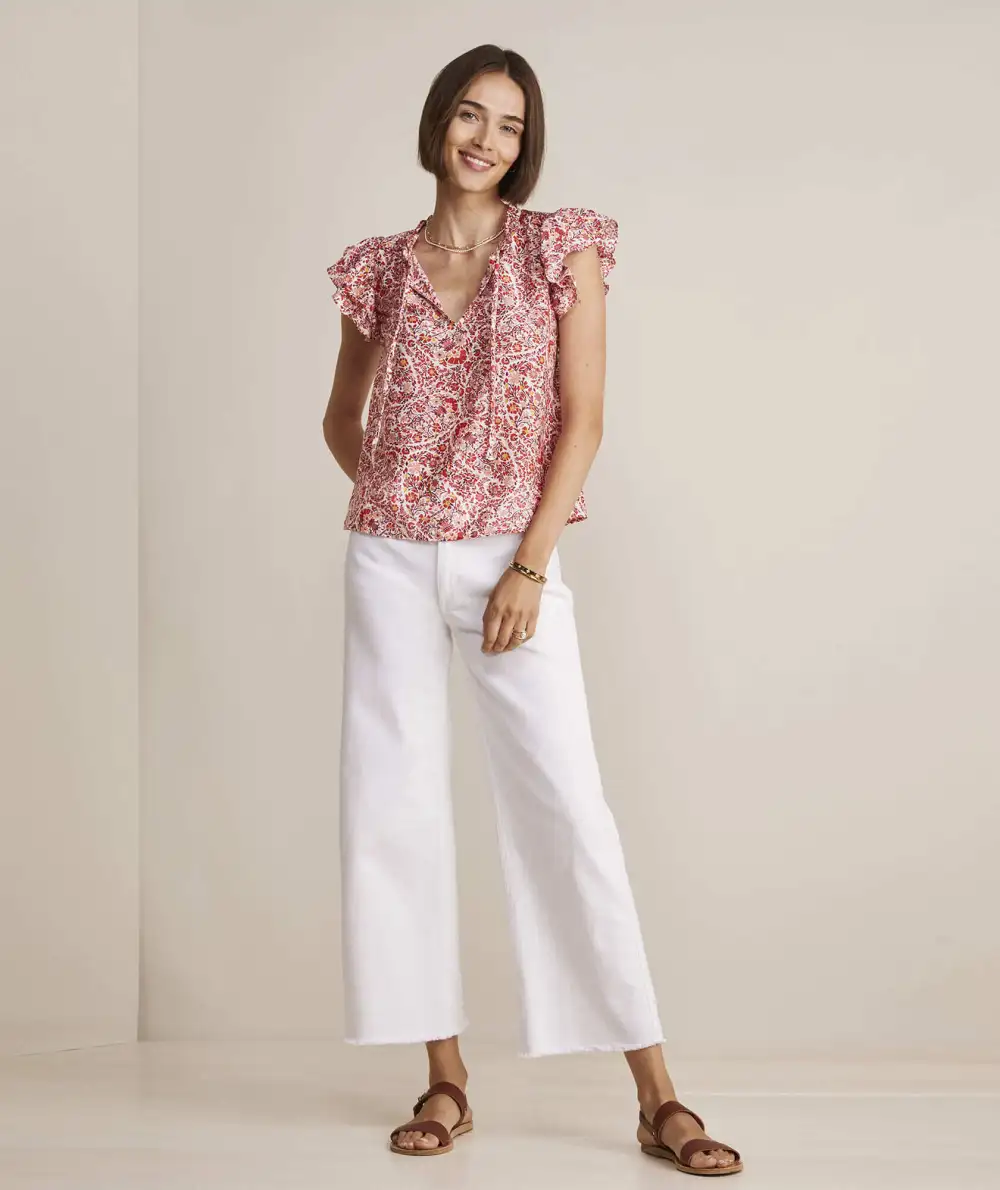 shaojunFenwick Paisley Ruffle Sleeve Top
