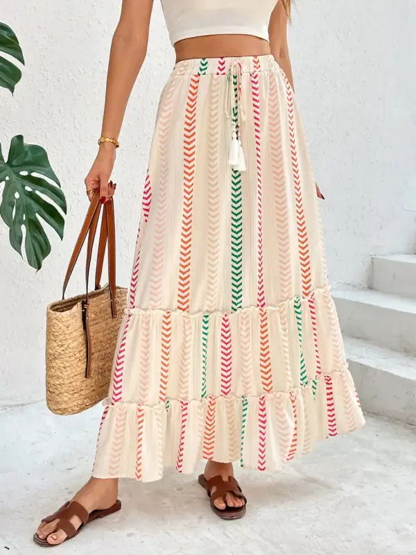 Frill Printed Maxi So Skirt