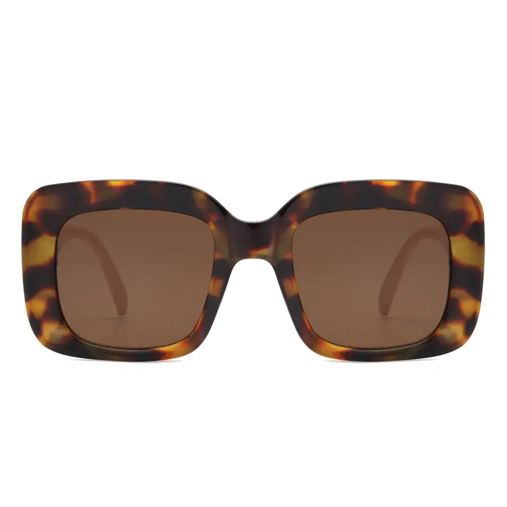 Wide Square Flat Top Frame Sunglasses