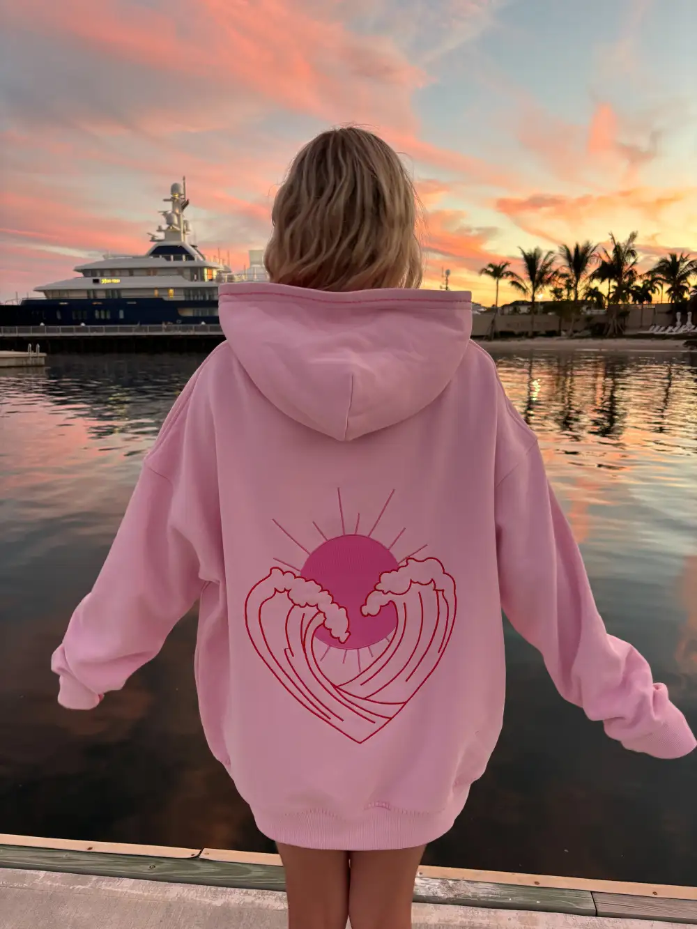 Bubblegum Ocean Heart Stitched Hoodie