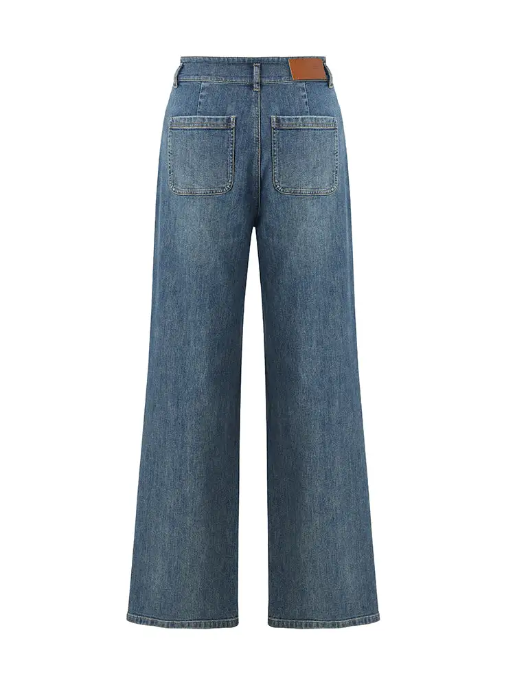 Pre-Order High-Waisted Loose Straight Full Length Women Jeans