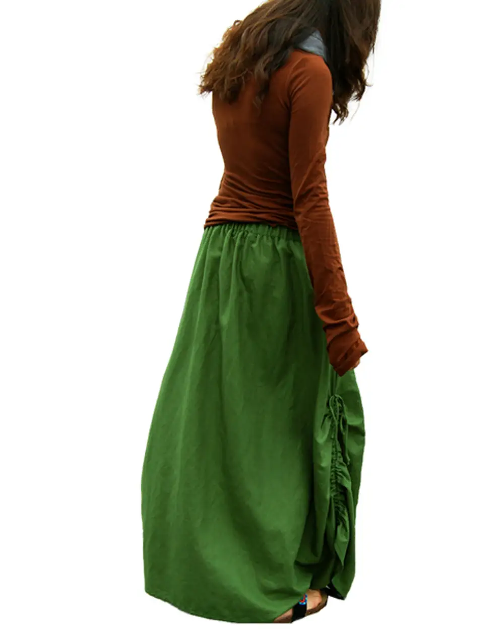 Everyday Drawstring Linen A Line Maxi Skirt