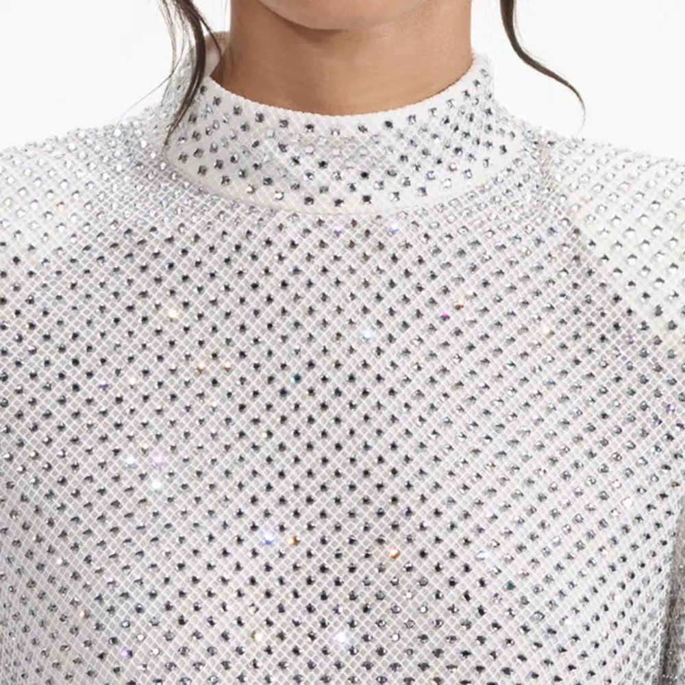 Silver Rhinestone Fishnet Top