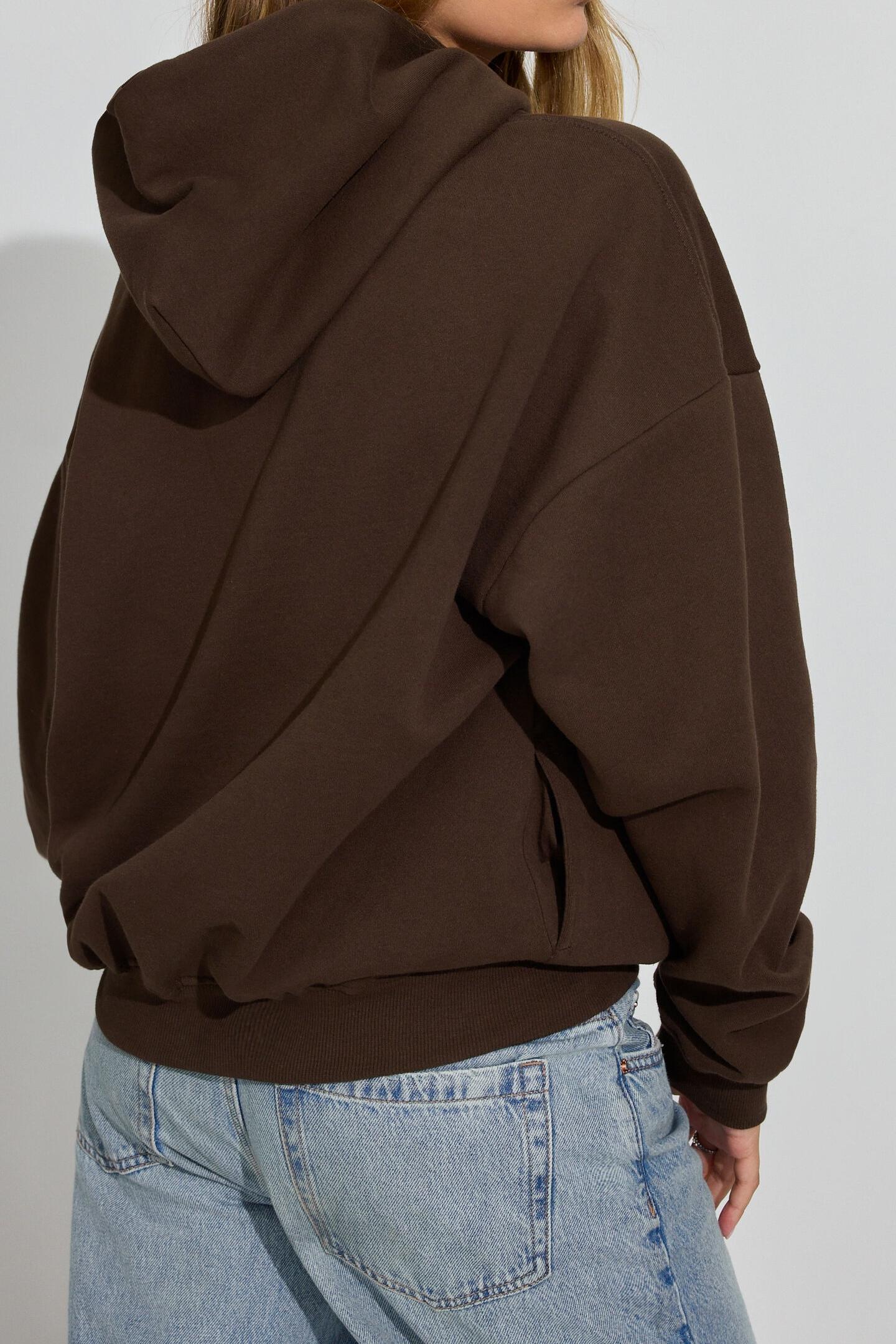 Brown Oversized Hooded Pullover