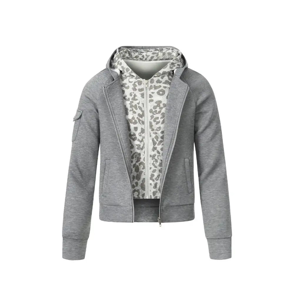 Layered Camo Zip Hoodie Jacket