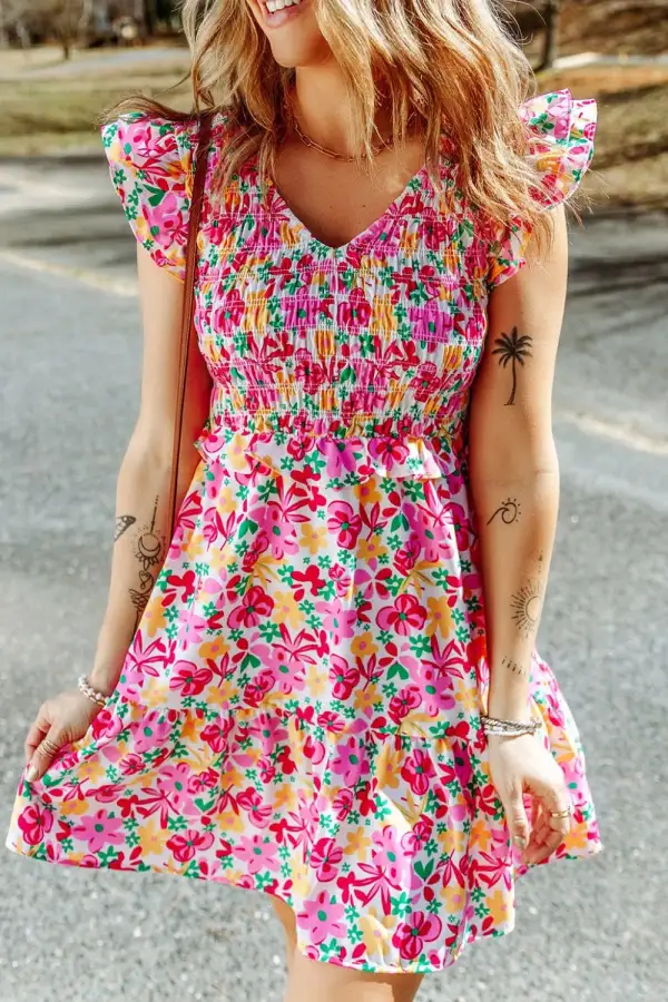 Easy Ruffle Trim Smocked Dress
