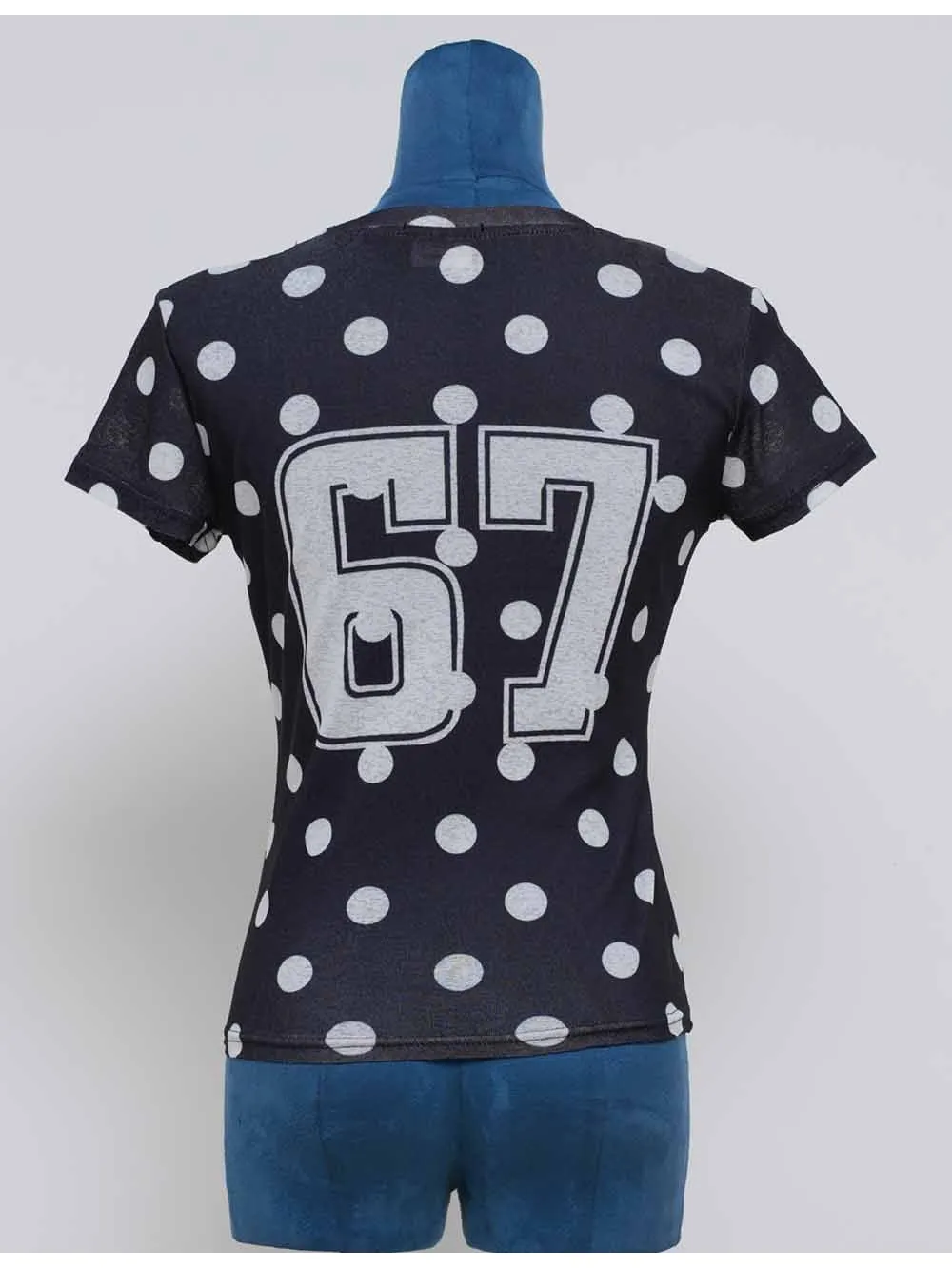 Chic Polka Dot Round Neck Short Sleeves Top