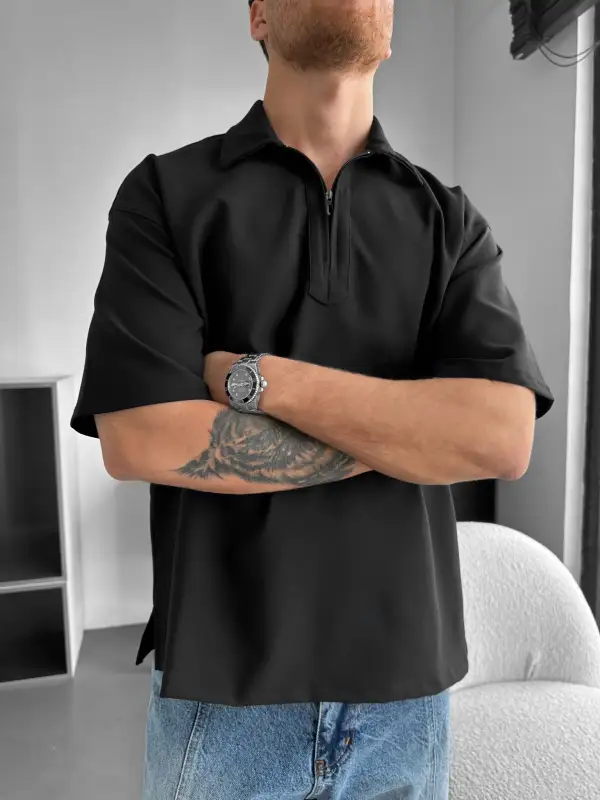 Everyday Zip Front Polo Collar T-Shirt