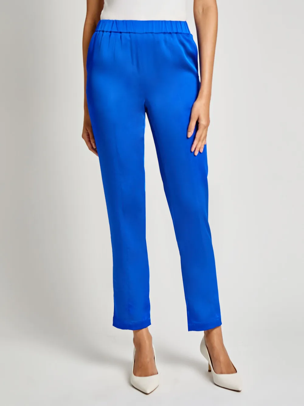 Solid Color Elastic Waistband Pants