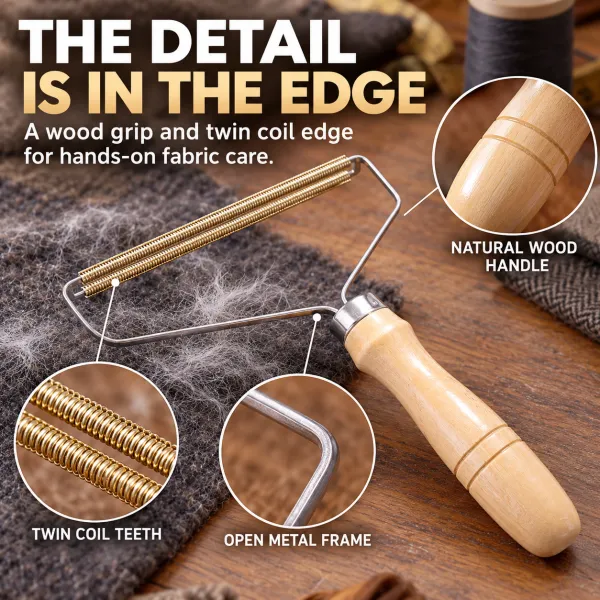 Wooden Handle Pet Hair Remover Double-Sided Metal Deshedding Tool with Wood Handle