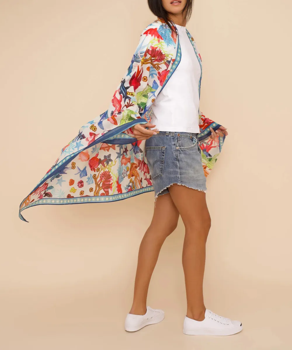 Cream Casual Style Underwater Seas Wrap