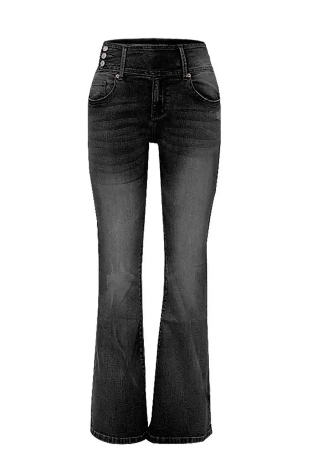 Side Button Flare Jeans