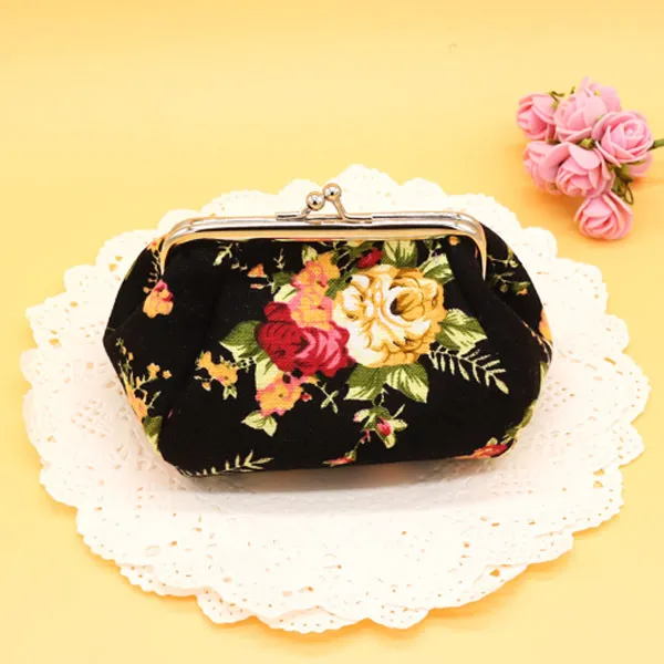 🌸Vintage Floral Kiss Lock Coin Purse, Large Capacity Mini Wallet & Card Holder for Cards