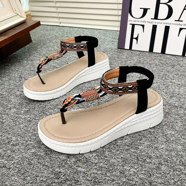 Classic Toe-Post Wedge Sandals