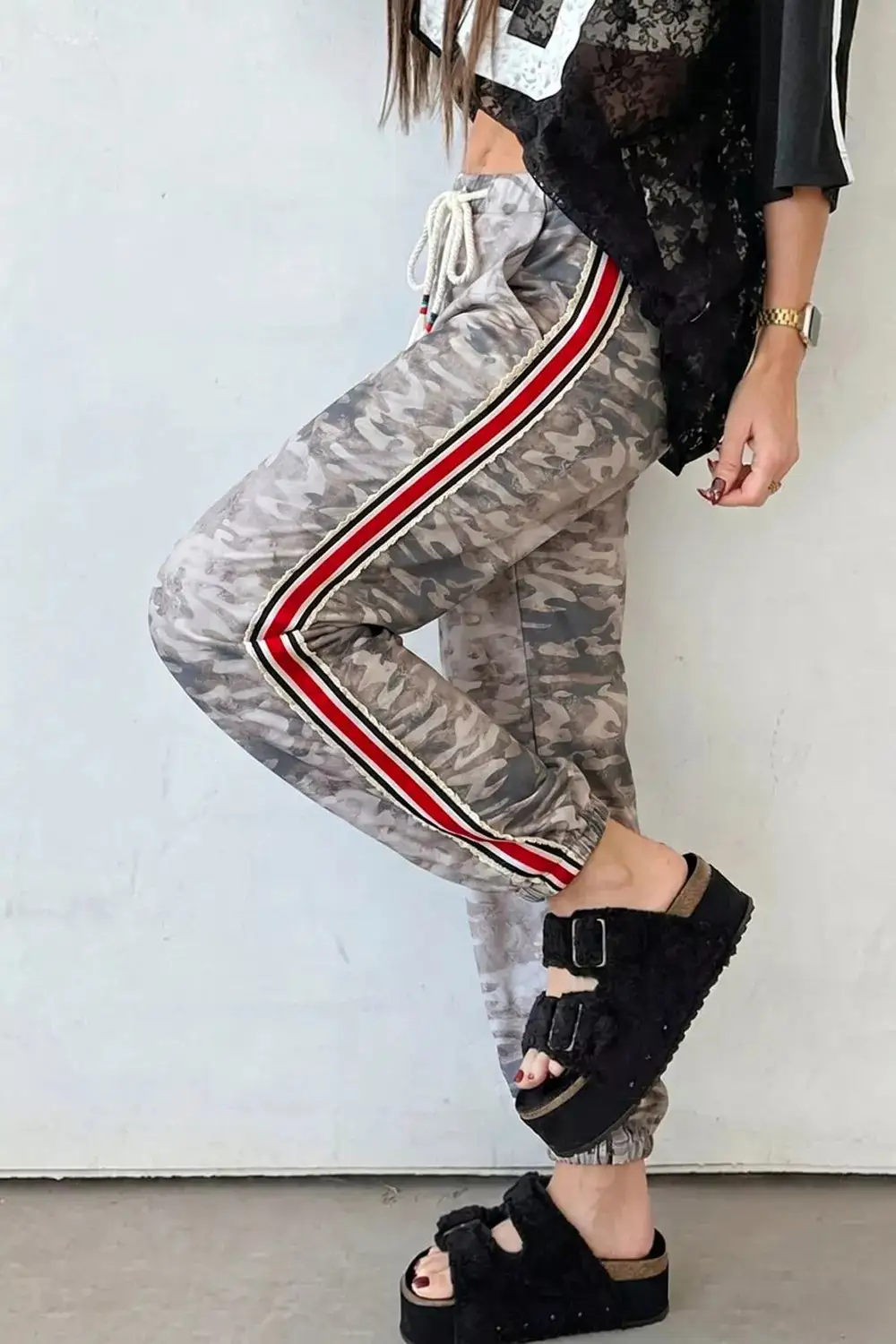 Camo Print Drawstring Waist Joggers Pants