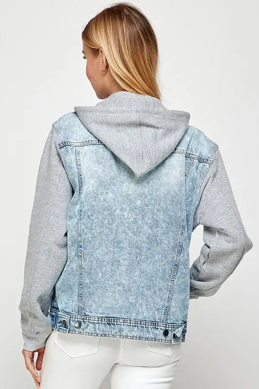 Aneta® | Women's denim jacket with fleece hoodies