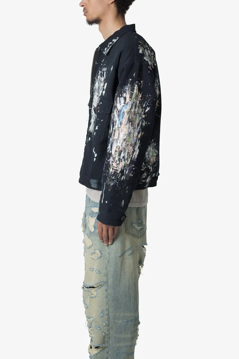BLACK PAINT SPLATTER WORK JACKET