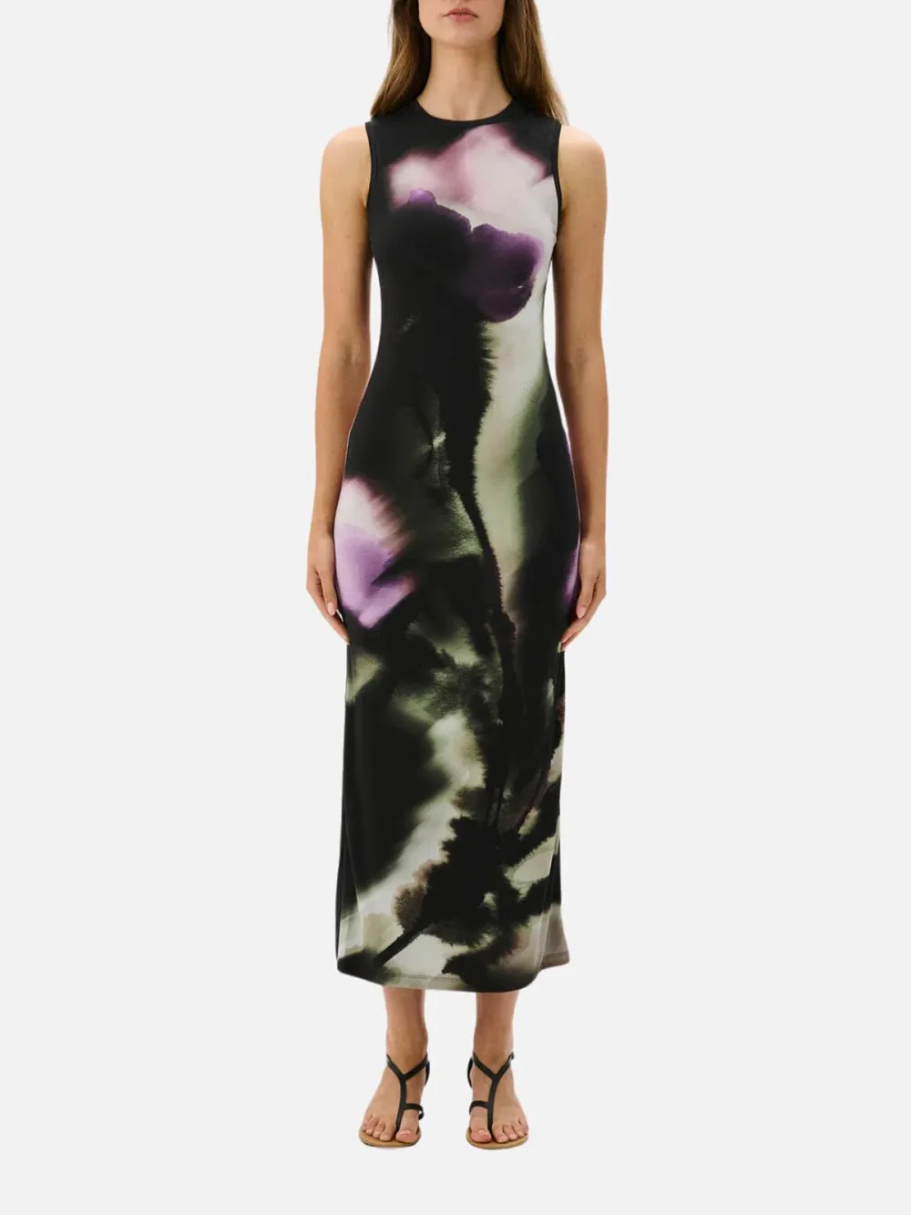 Slit Back Crew Neck Sleeveless Dress