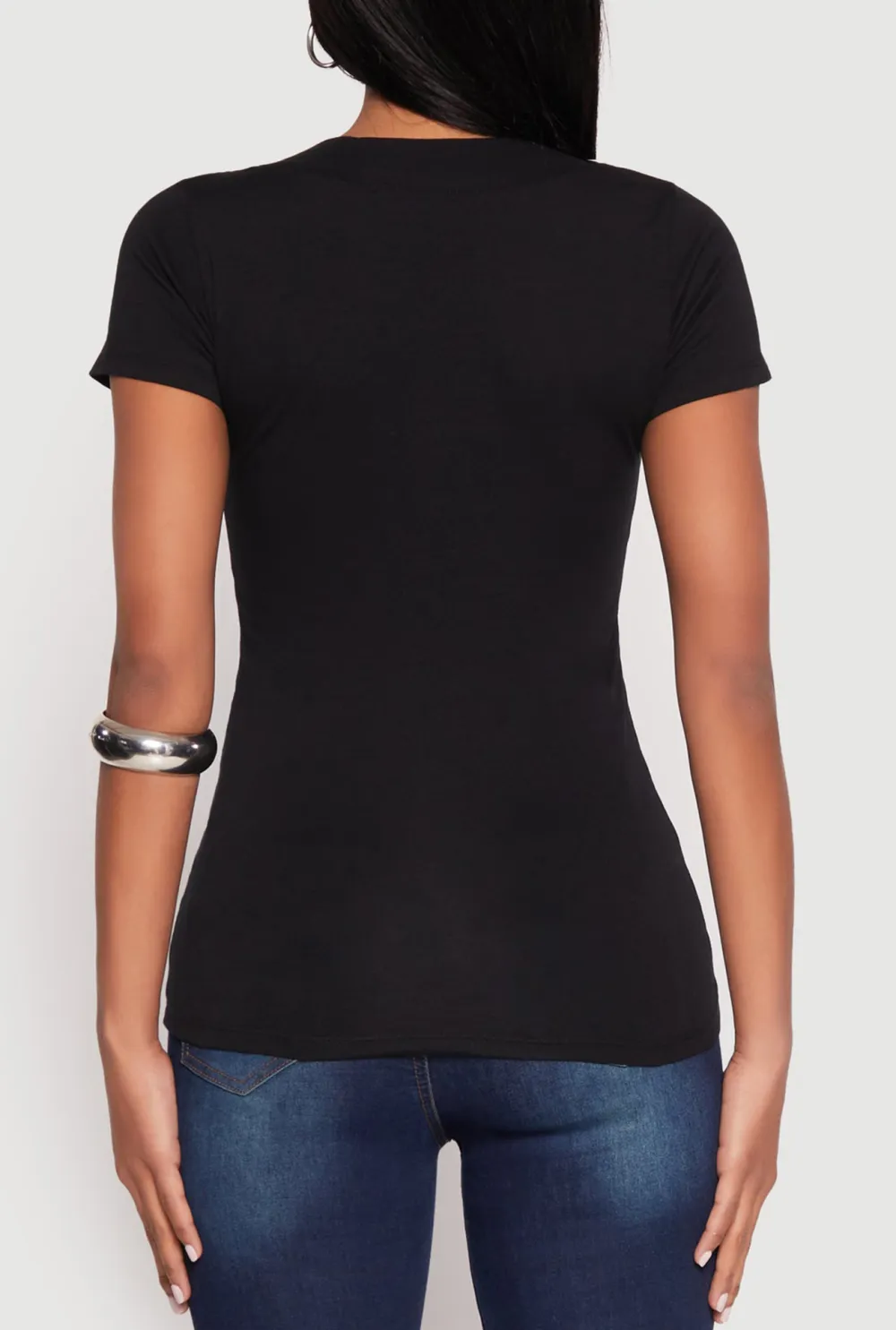 V-Neck Solid Color T-Shirt