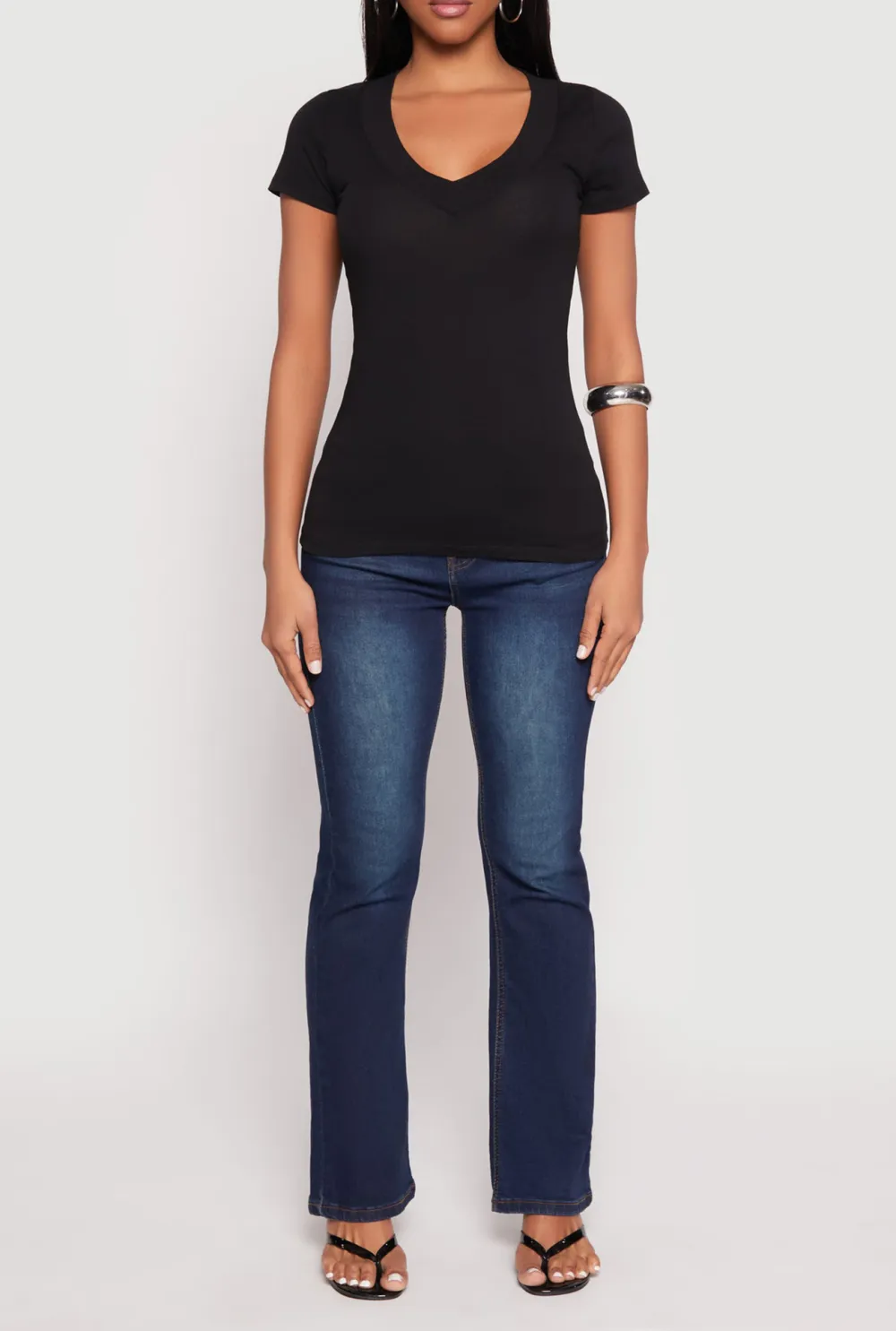 V-Neck Solid Color T-Shirt