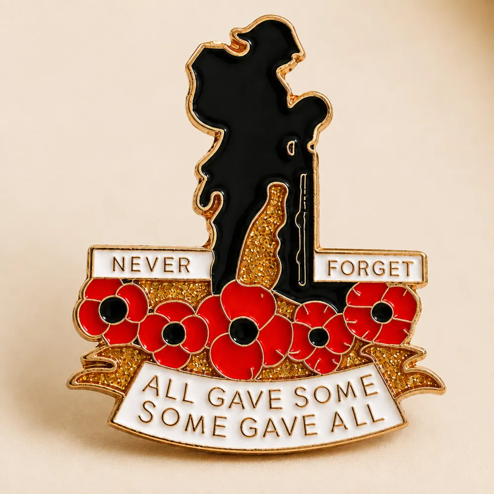 US/EU Cross-border Hot Poppy Flower Brooch British Legion Soldier Denim Backpack Collar Clip Badge Accessories Wholesale