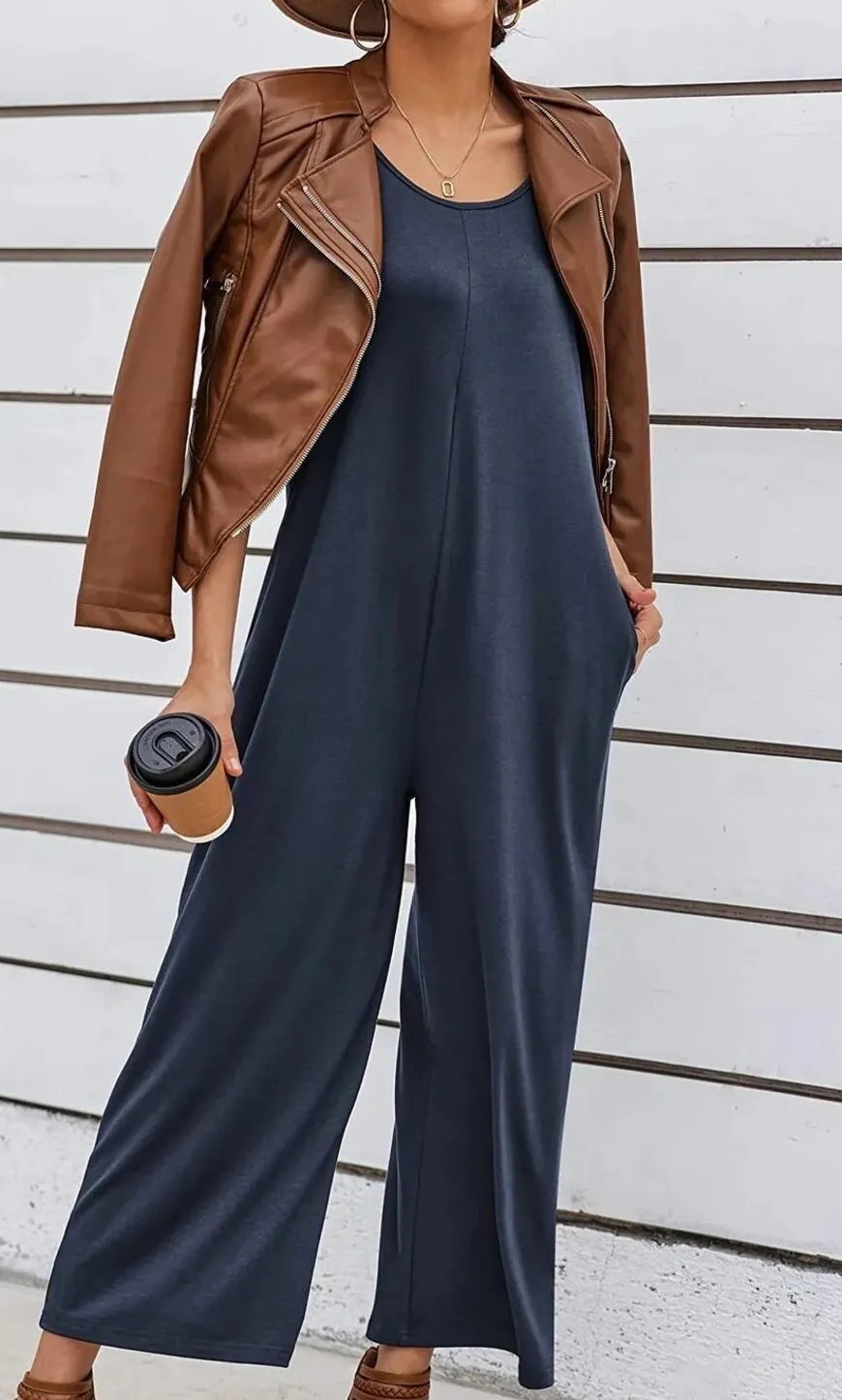 Streetwise Wide Leg Sleeveless Jumpsuit
