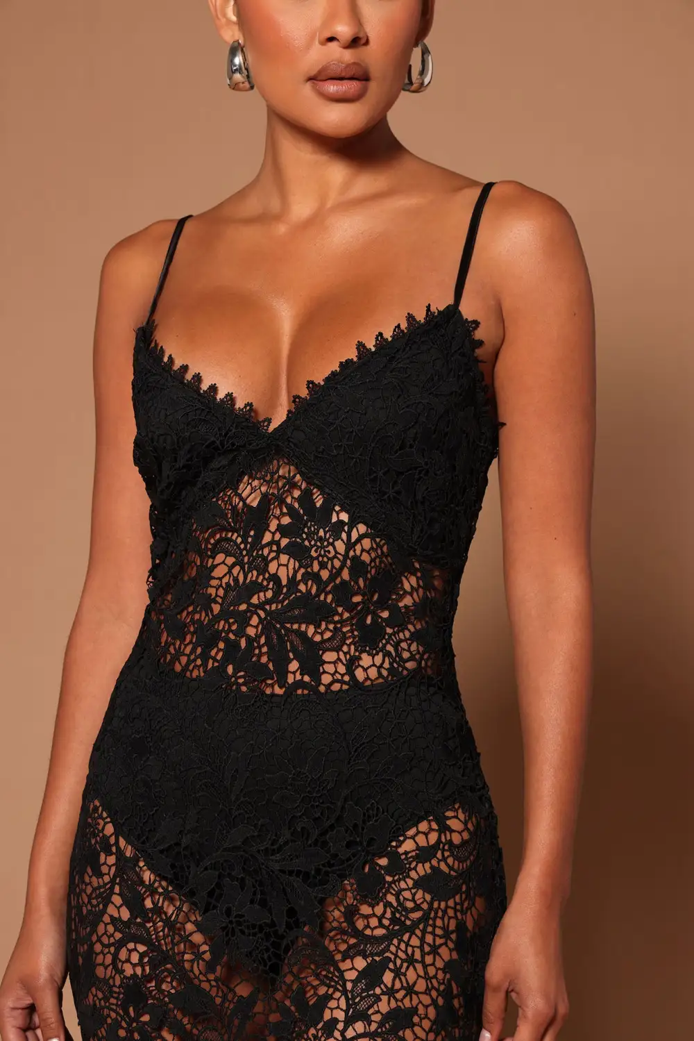 Anita Crochet Maxi Dress - Black