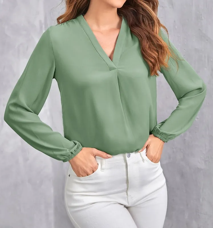 Women's Plants Ditsy Floral All Over Print Wrap Blouse