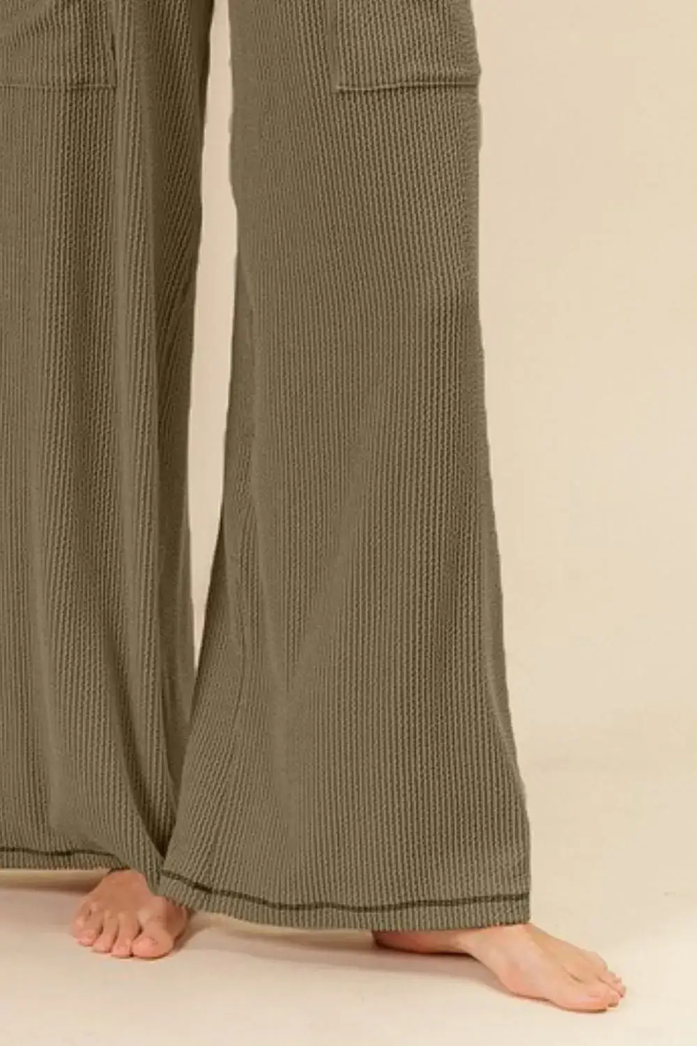 Cord Rib Waist Band Side Pocket Pants