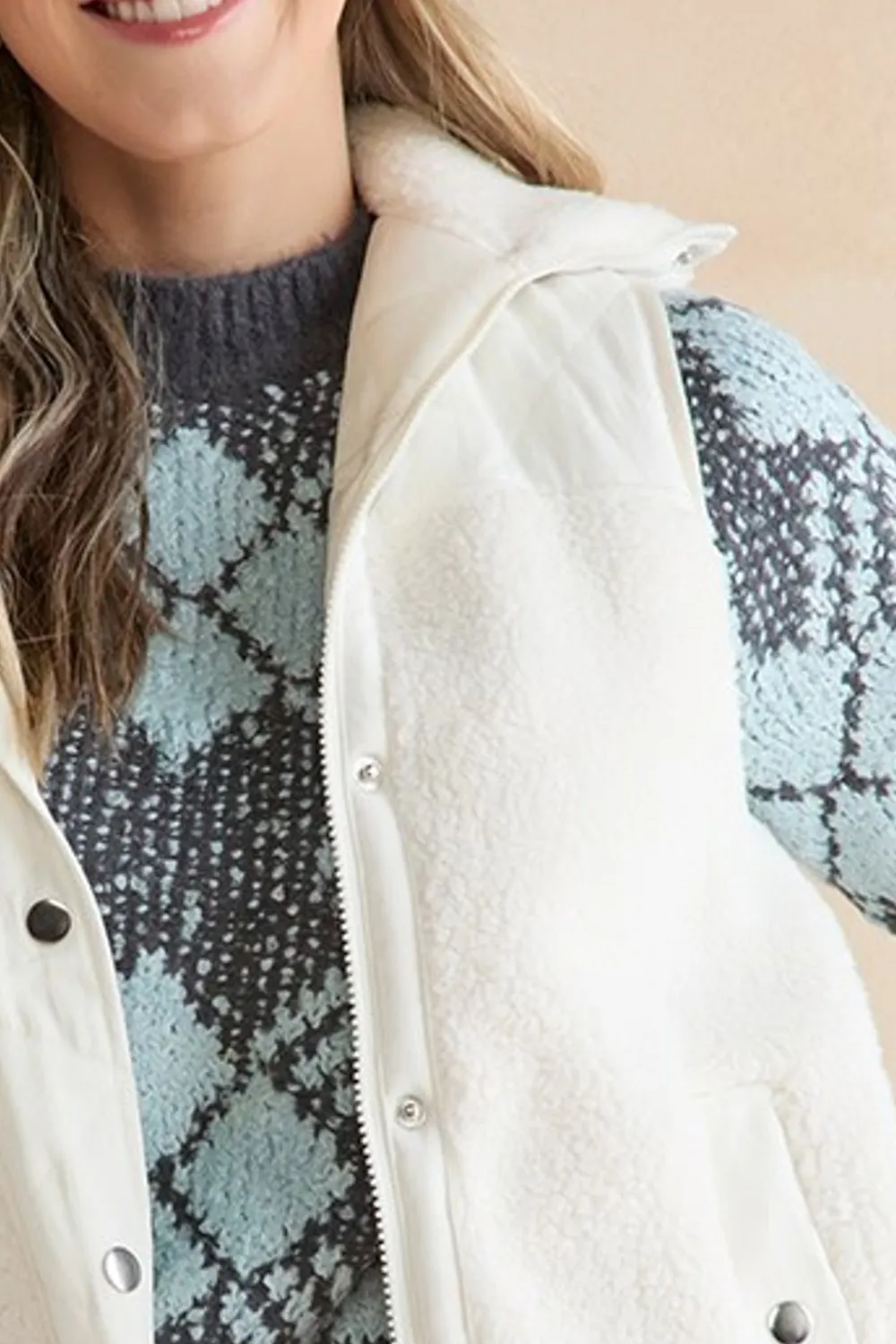 White Fuzzy Tencel Vest