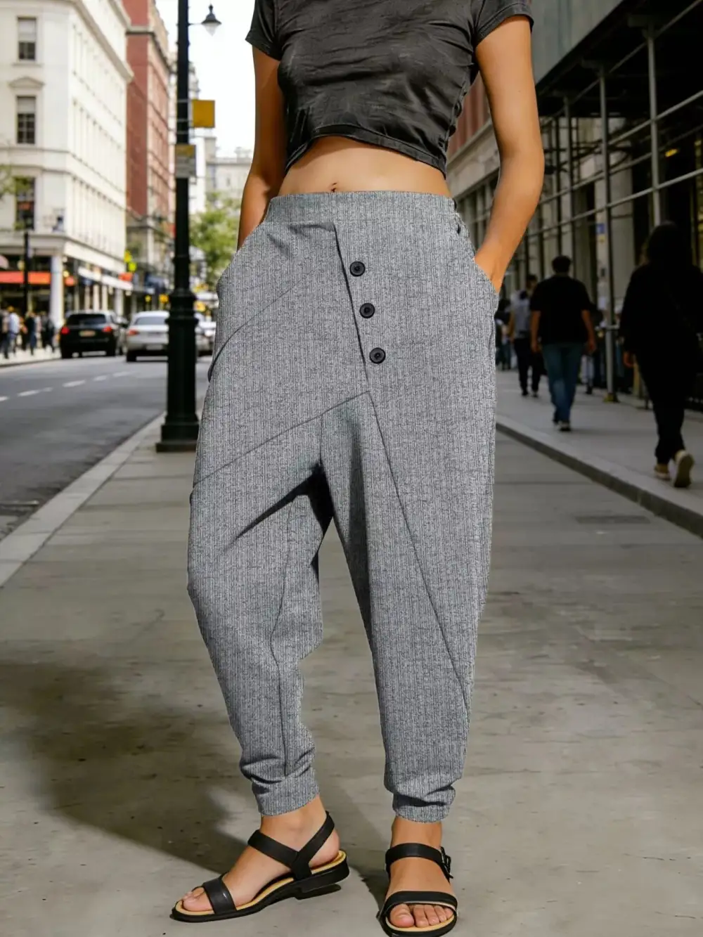 Everyday Casual Elastic Waist Harem Pants