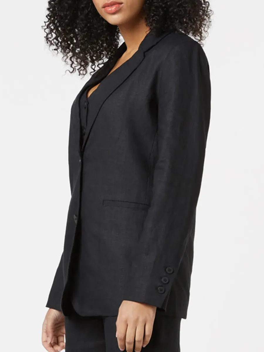 Women's black linen blazer