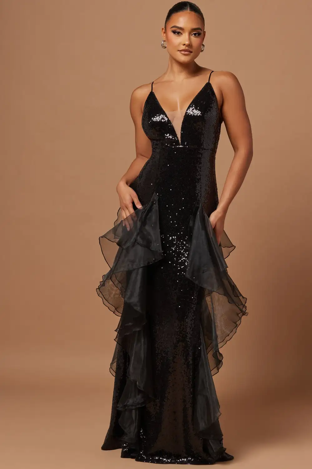 Victoria Grace Sequin Gown - Black