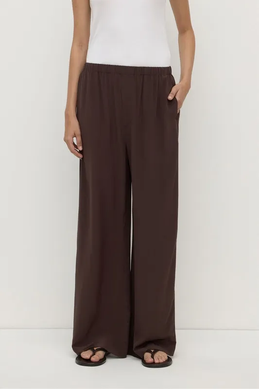 Ganache Relaxed Silk Straight-Leg Pant