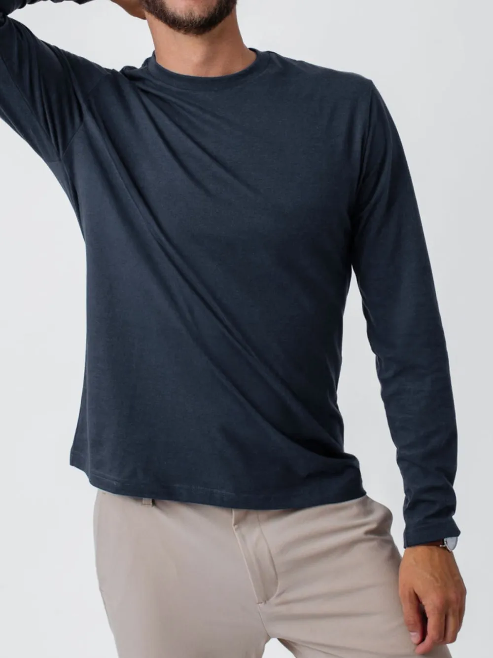 Indigo Blue Long Sleeve Crew Neck